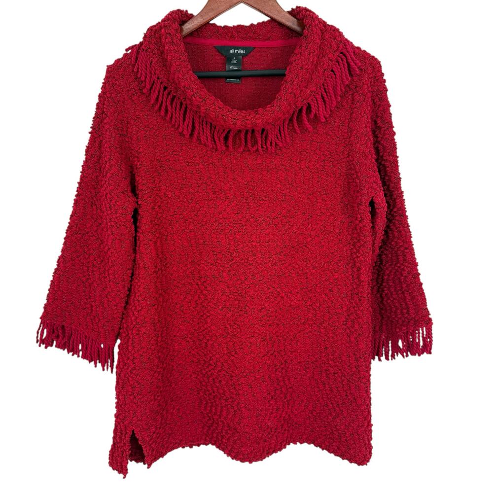 Ali Miles Sz Small Wearable Art Red Knit Sweater Blouse Shirt Top Christmas